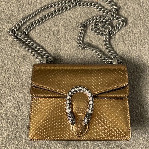 Gucci Dionysus GG Supreme Mini Gold Python - Picture 1 of 10